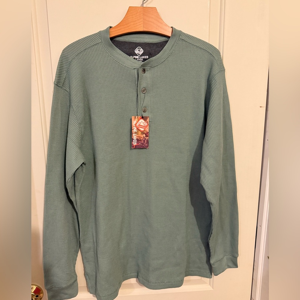 Alpine Lakes Men's Sage Green Long Sleeve Henley Shirt